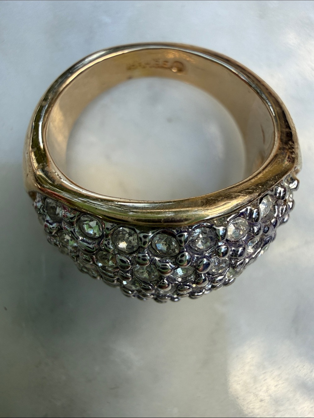 Vintage Pave Rhinestone Ring 18 Karat Gold Plate